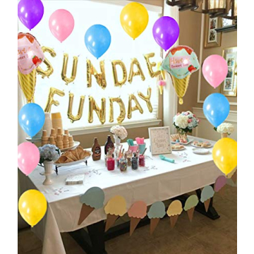 LaVenty Sundae Funday Balloons Banner for Celebrations