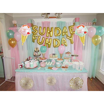 LaVenty Sundae Funday Balloons Banner for Celebrations