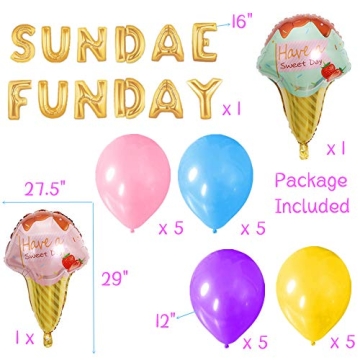 LaVenty Sundae Funday Balloons Banner for Celebrations
