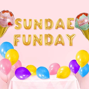 LaVenty Sundae Funday Balloons Banner for Celebrations