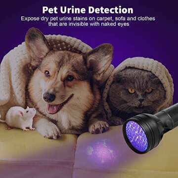 Black Light UV Flashlight, Escolite 51 LED BlackLights for Pet Urine Detection, Blue Light Flashligh...
