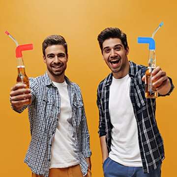 Beer Snorkel Funnel, Beer Bottle Chugger, Chug a Beer in 4 Seconds Flat, Made of Stainless Steel & Flexible Silicone, Perfect for House Parties, Tailgating, Bachelor Parties & More (Blue)
