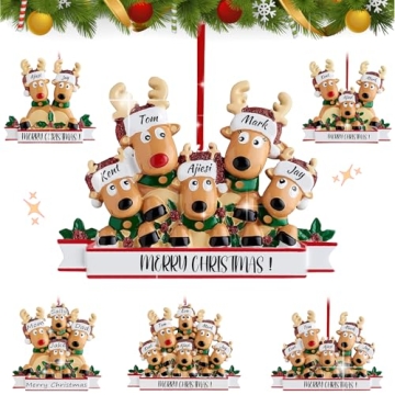 Personalized Reindeer Christmas Ornaments 2024 - DIY Resin Family Gifts