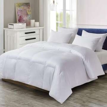 Home Fashions Blue Ridge Microfiber Light Weight Solid Duvet Insert Down Alternative All Season Bed Comforter-Hypoallergenic Polyester Fill Cooling, King(104 * 88), White