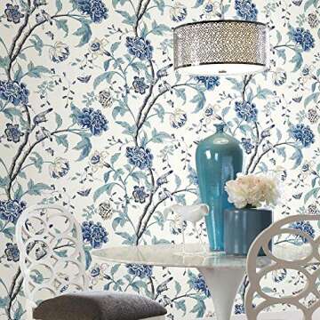 York Teahouse Floral Removable Wallpaper in Greens for Home Decor