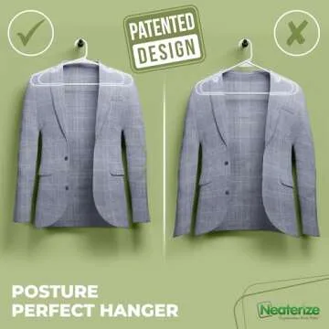 NEATERIZE Clothes Hangers Plastic 100 Pack For Adults - Plastic Hangers, The Perfect Coat Hanger and Space Saving Clothes Hangers for Closet, Percheros Ganchos para Colgar Ropa Hangars - White Hangers