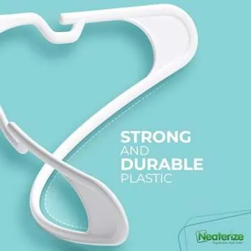 NEATERIZE Clothes Hangers Plastic 100 Pack For Adults - Plastic Hangers, The Perfect Coat Hanger and Space Saving Clothes Hangers for Closet, Percheros Ganchos para Colgar Ropa Hangars - White Hangers