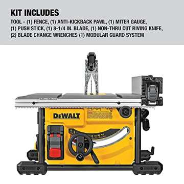 DEWALT Compact Table Saw with Rolling Stand for Jobs