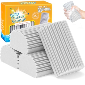 YFUIF 4 Pack Damp Clean Duster Sponge, Magic Sponge Eraser for Household Cleaning, Reusable Dusters ...