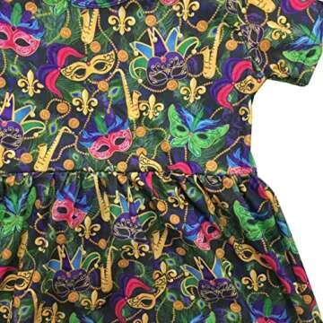 Baby Girl Kids Mardi Gras Carnival Dress with Mardi Gras Face Masks Print (2t) Black