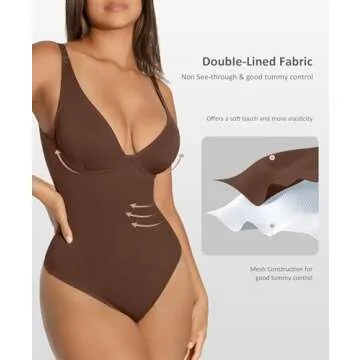 FeelinGirl Bodysuit with Deep V Neck for Women