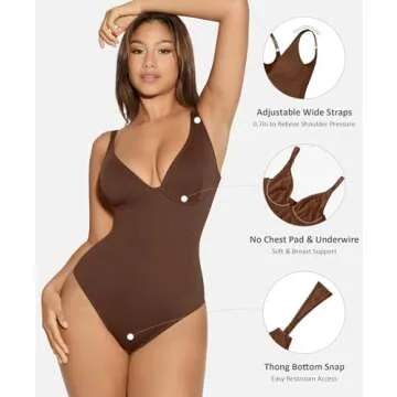 FeelinGirl Bodysuit with Deep V Neck for Women