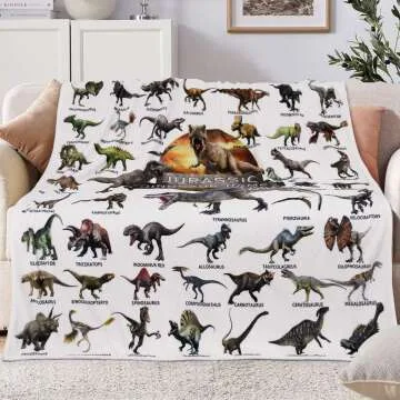 Kids Jurassic Dinosaur Blanket - Soft Flannel Throw