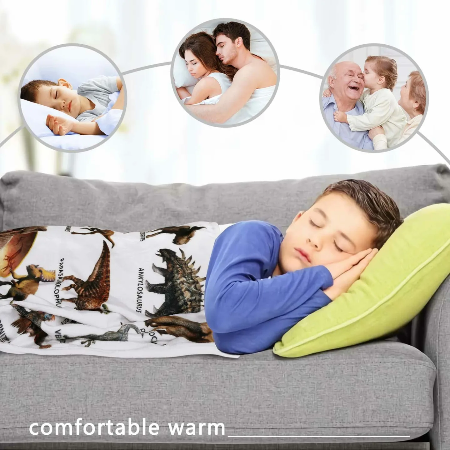 Kids Jurassic Dinosaur Blanket - Soft Flannel Throw