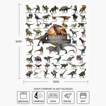 Kids Jurassic Dinosaur Blanket - Soft Flannel Throw