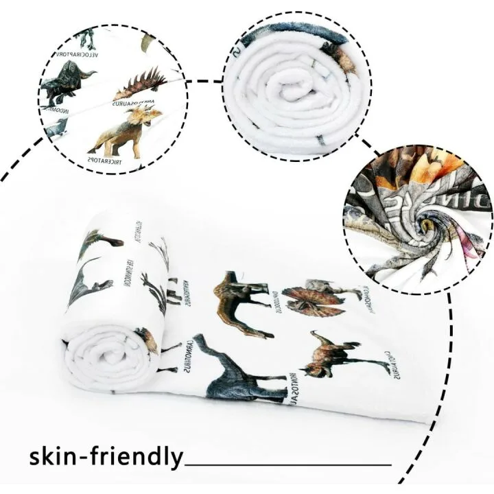 Kids Jurassic Dinosaur Blanket - Soft Flannel Throw