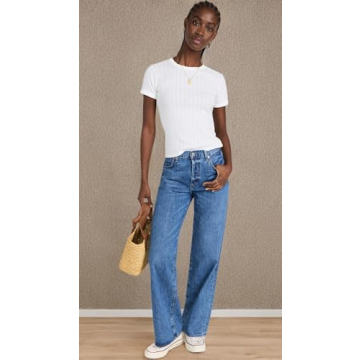 Leset Women's Pointelle Short Sleeve Tee in White