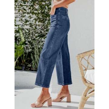 High Waisted Stretchy Wide Leg Jeans for Women - Comfortable Denim