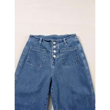 High Waisted Stretchy Wide Leg Jeans for Women - Comfortable Denim