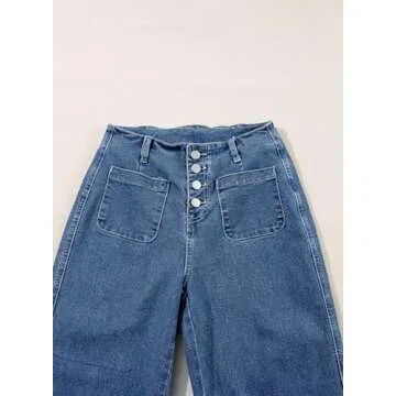 High Waisted Stretchy Wide Leg Jeans for Women - Comfortable Denim