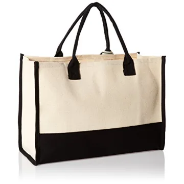 Mud Pie Black and White Initial Canvas Tote Bag B