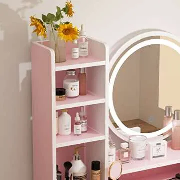 Stylish AGOTENI Makeup Vanity with LED Lights and Bench