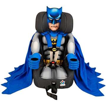 KidsEmbrace DC Comics Blue Batman 2-in-1 Forward-Facing Booster Car Seat LATCH | 5-Point Harness Booster 22-65lbs converts to Belt-Positioning Booster 40-100lbs | Adjustable