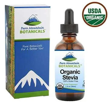 Organic Liquid Stevia Sweetener – Alcohol Free and Kosher Sweet Sugar Substitute Stevia Drops - 1oz Glass Bottle