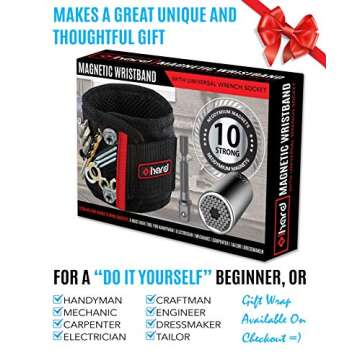 Magnetic Wristband for Holding Tools with Universal Socket Grip - Strong Magnets Armband Tool Holder...