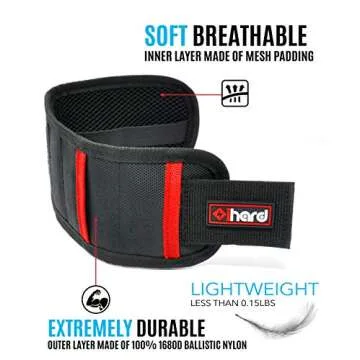 Magnetic Wristband for Holding Tools with Universal Socket Grip - Strong Magnets Armband Tool Holder for Men w/Ratchet Wrench Power Drill Adapter Fathers Day Gifts Tools for Dad, DIY Handyman (Black)