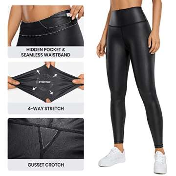 CRZ YOGA Matte Faux Leather Leggings for Women - Stylish Comfort