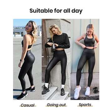 CRZ YOGA Matte Faux Leather Leggings for Women - Stylish Comfort