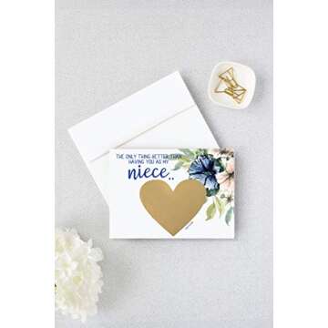 Elegant Maid of Honor Proposal Scratch Off Card in Navy and Blush for Niece