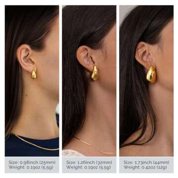 Ava Riley Chunky Gold Earrings - 24K Teardrop Design for Women