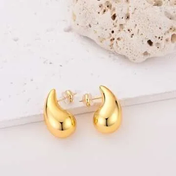 Ava Riley Chunky Gold Earrings - Stunning Teardrop Design