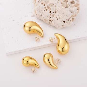 Ava Riley Chunky Gold Earrings - Stunning Teardrop Design