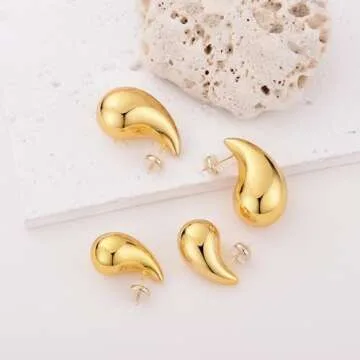 Ava Riley Chunky Gold Earrings - Stunning Teardrop Design