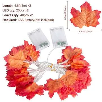 20 Ft LED Maple Leaves Garland for Fall Decor