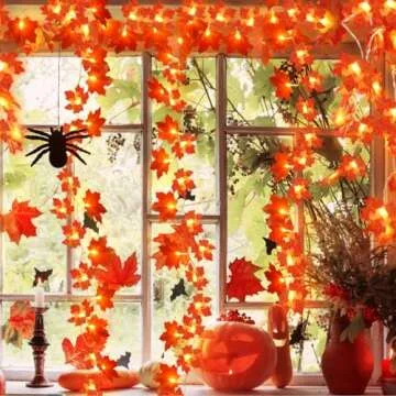 20 Ft LED Maple Leaves Garland for Fall Decor