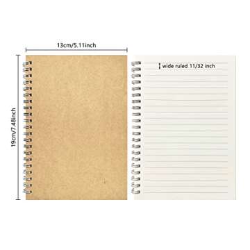 Ykimok 2-Pack Wide Ruled Notebooks, Premium 100 Pages, Portable Size, Twin-Wire Design