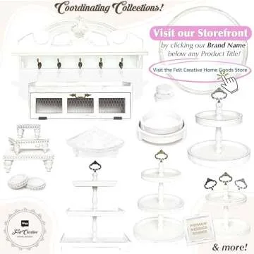 Rustic Wood Two Tiered Tray by Felt Creative Home Goods, Rectangle 2 Tier Serving Tray for Coffee Bar, Kitchen Counter, Dining Room Table, Cupcake Stand, Holiday and Farmhouse Decor (Rustic White)