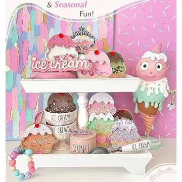 Rustic Wood Two Tiered Tray by Felt Creative Home Goods, Rectangle 2 Tier Serving Tray for Coffee Bar, Kitchen Counter, Dining Room Table, Cupcake Stand, Holiday and Farmhouse Decor (Rustic White)