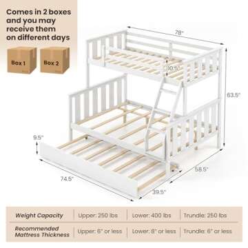 Giantex Twin Over Full Bunk Bed with Trundle - A Stylish & Practical Sleeping Solution
