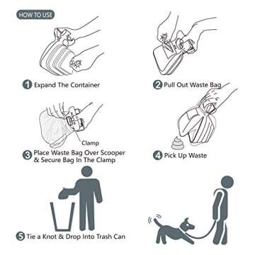 Jondarla Pooper Scooper for Dog, Large Medium Small Poop Scoop with 30pcs Bag Attachment, Portable Dogs Waste Hands Free Outdoor Travel Walk Handheld Pickup