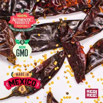 RICO RICO - Dried Guajillo Chiles Peppers 4 oz - Natural and Premium. Great For Mexican Recipes Like Mole, Tamales, Salsa. Resealable Kraft Bag by RICO RICO