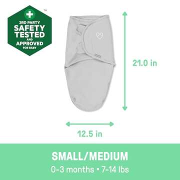 SwaddleMe by Ingenuity Original Swaddle, 100% Cotton, Improves Sleep & Calms Startle Reflex, 0-3 Months, 3-Pack - Xoxo