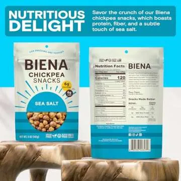 BIENA Crunchy Sea Salt Chickpea Snacks - Vegan Protein