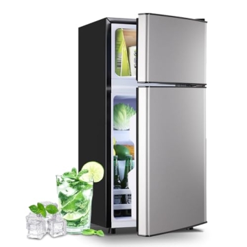 Compact 2.4 Cu.Ft Double Door Refrigerator & Freezer - Ideal for Home, Office & Dorm