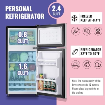 2.4 Cu.Ft Double Door Refrigerator for Home & Office