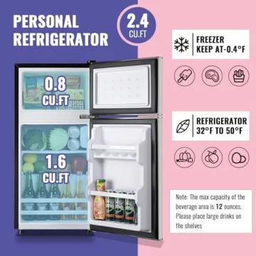 2.4 Cu.Ft Double Door Refrigerator for Home & Office